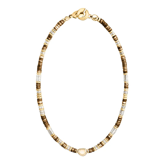 Gargantilla en baño de Oro 22K, conchas filipinas heishi - Joyería y bisutería fina