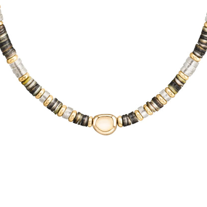 Gargantilla en baño de Oro 22K, conchas filipinas heishi - Joyería y bisutería fina