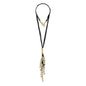 Collar de 63cm de piel natural de borrego, con perlas japones blancas 8-10mm, con 11 hilos de piel y semillas en baño de oro de 22K - Joyería y bisutería fina