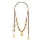 Collar corbatín de 140cm, en baño de oro 22K, con piedras de 4mm y un dije de cruz africana - Joyería y bisutería fina