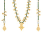 Collar corbatín de 140cm, en baño de oro 22K, con piedras de 4mm y un dije de cruz africana - Joyería y bisutería fina