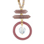 Collar de 49cm, con piedras de 6mm, trenza de 4 hilos de piel natural de borrego, con donas doradas y cuarzo - Joyería y bisutería fina