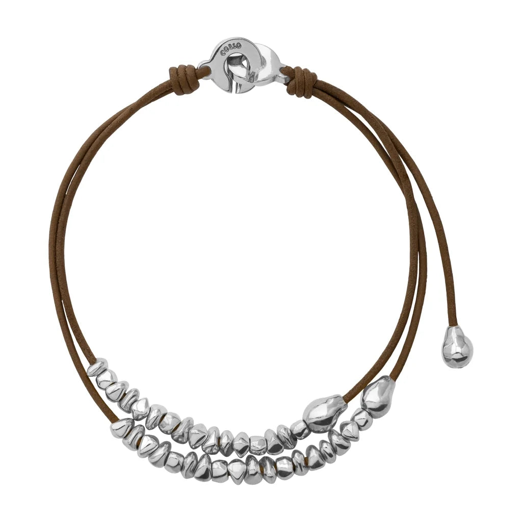 Collar choker de piel natural de borrego, con semillas y perlas en baño de plata esterlina .925 - Joyería y bisutería fina