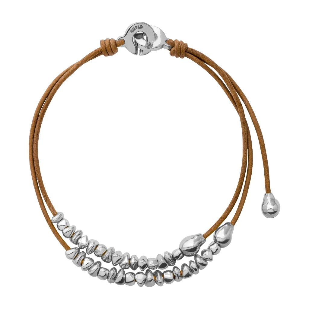 Collar choker de piel natural de borrego, con semillas y perlas en baño de plata esterlina .925 - Joyería y bisutería fina