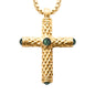 Collar de 54cm con eslabones y dije de cruz en acero con baño de oro de 22K, con piedras de 8mm - Joyería y bisutería fina
