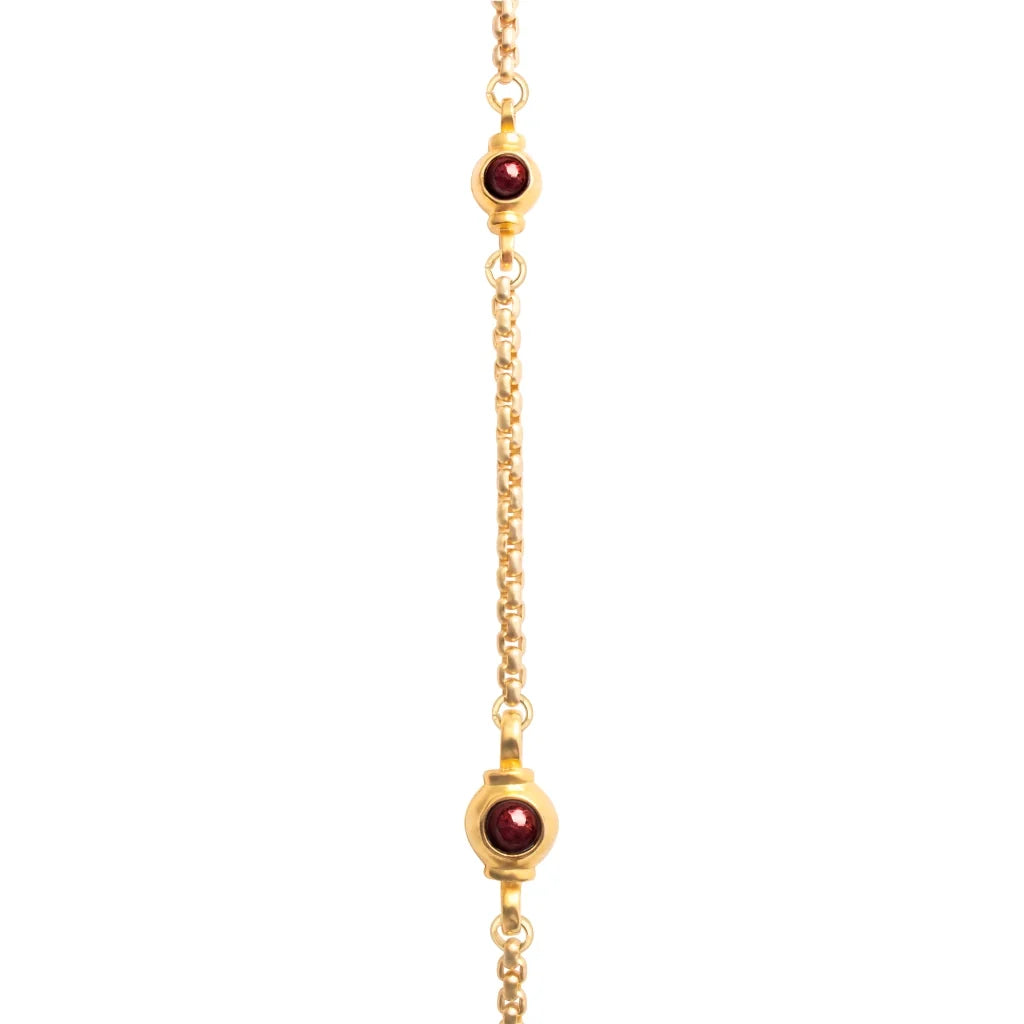 Collar de 54cm con eslabones y dije de cruz en acero con baño de oro de 22K, con piedras de 8mm - Joyería y bisutería fina