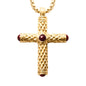 Collar de 54cm con eslabones y dije de cruz en acero con baño de oro de 22K, con piedras de 8mm - Joyería y bisutería fina