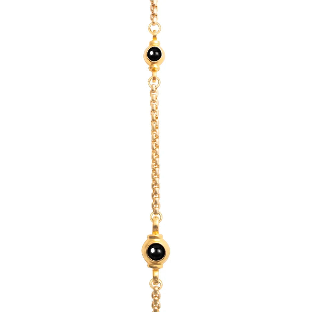 Collar de 54cm con eslabones y dije de cruz en acero con baño de oro de 22K, con piedras de 8mm - Joyería y bisutería fina