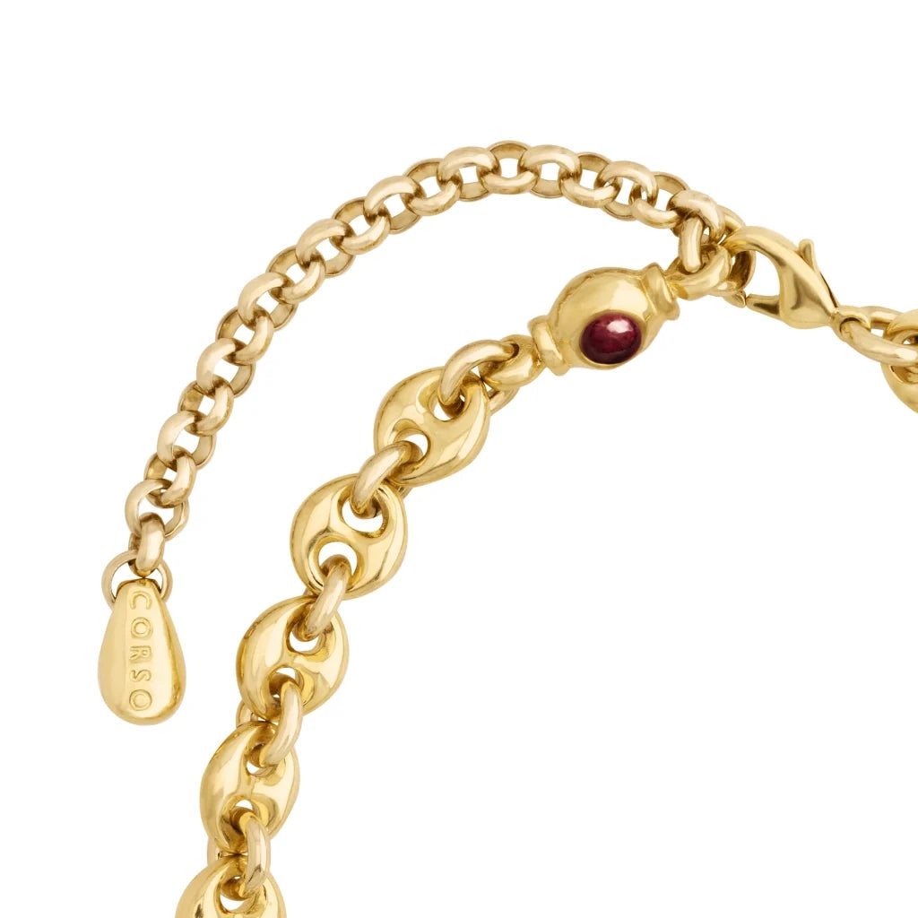 Collar choker con eslabones en baño de oro 22K y piedras facetadas de 5mm - Joyería y bisutería fina
