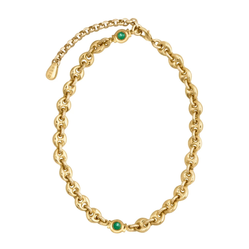 Collar choker con eslabones en baño de oro 22K y piedras facetadas de 5mm - Joyería y bisutería fina