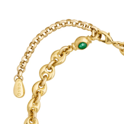 Collar choker con eslabones en baño de oro 22K y piedras facetadas de 5mm - Joyería y bisutería fina