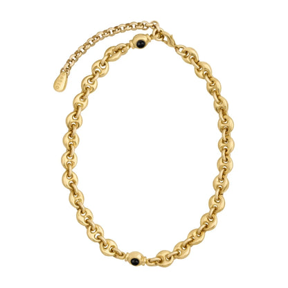Collar choker con eslabones en baño de oro 22K y piedras facetadas de 5mm - Joyería y bisutería fina