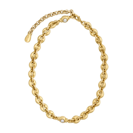 Collar choker con eslabones en baño de oro 22K y piedras facetadas de 5mm - Joyería y bisutería fina