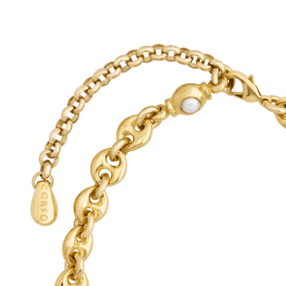 Collar choker con eslabones en baño de oro 22K y piedras facetadas de 5mm - Joyería y bisutería fina