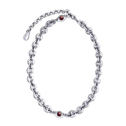 Collar choker con eslabones en baño de rodio y piedras facetadas de 5mm - Joyería y bisutería fina