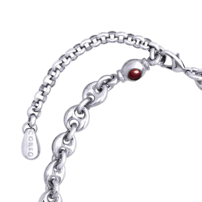 Collar choker con eslabones en baño de rodio y piedras facetadas de 5mm - Joyería y bisutería fina