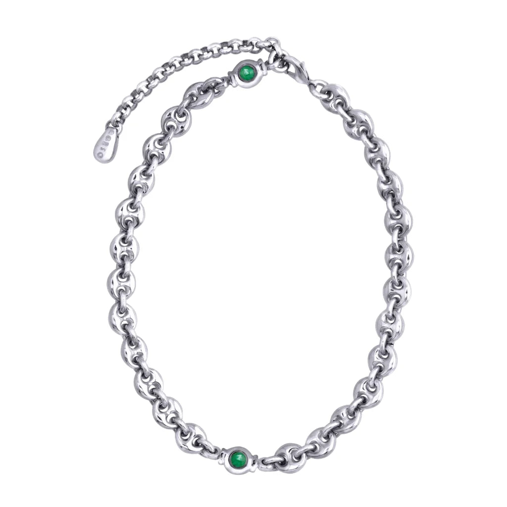 Collar choker con eslabones en baño de rodio y piedras facetadas de 5mm - Joyería y bisutería fina