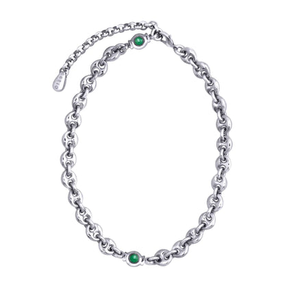 Collar choker con eslabones en baño de rodio y piedras facetadas de 5mm - Joyería y bisutería fina