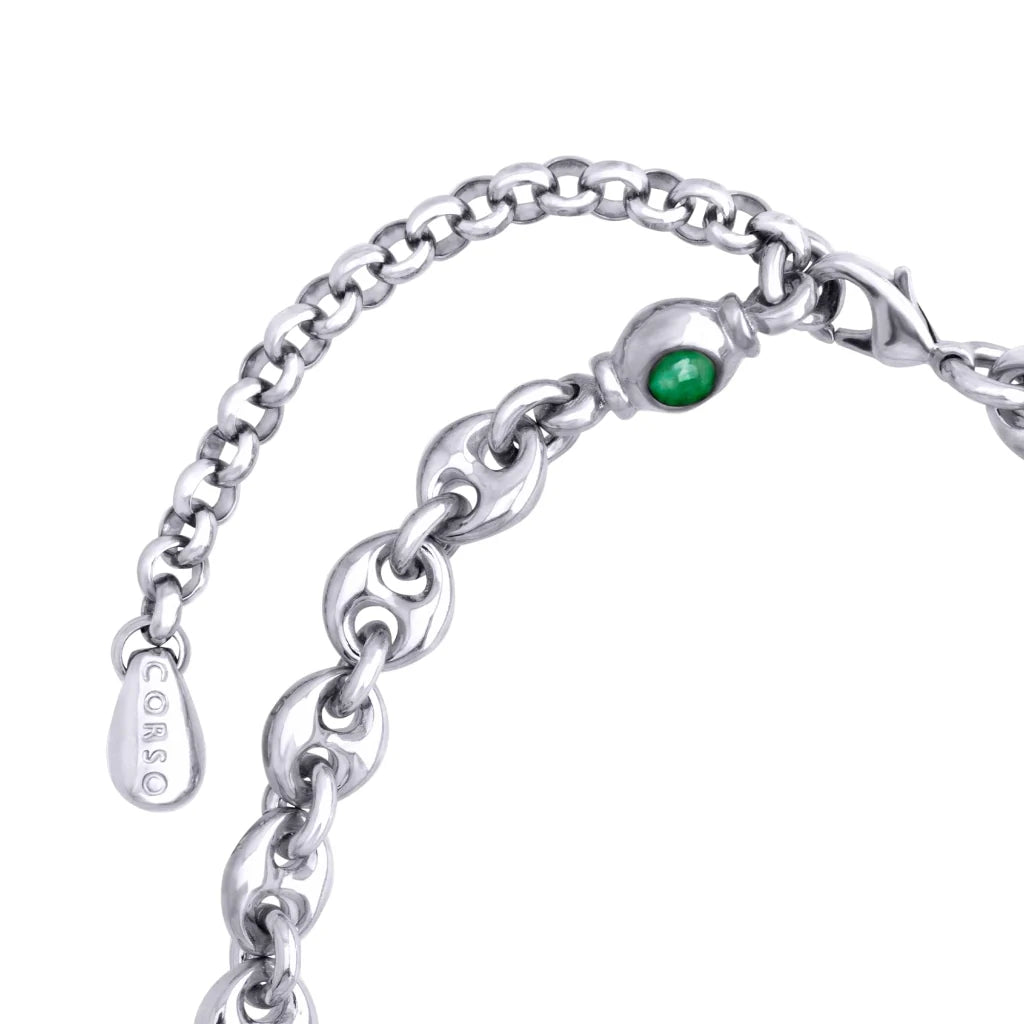 Collar choker con eslabones en baño de rodio y piedras facetadas de 5mm - Joyería y bisutería fina