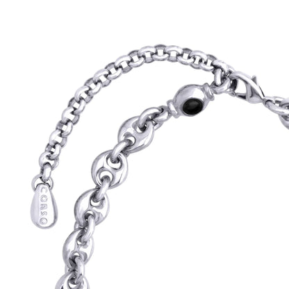 Collar choker con eslabones en baño de rodio y piedras facetadas de 5mm - Joyería y bisutería fina