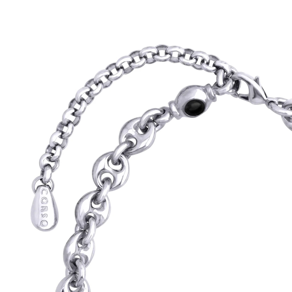 Collar choker con eslabones en baño de rodio y piedras facetadas de 5mm - Joyería y bisutería fina
