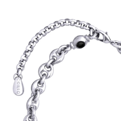 Collar choker con eslabones en baño de rodio y piedras facetadas de 5mm - Joyería y bisutería fina