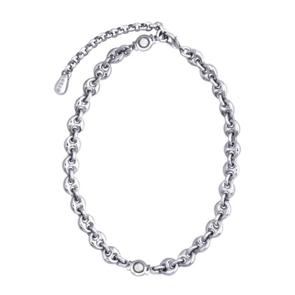 Collar choker con eslabones en baño de rodio y piedras facetadas de 5mm - Joyería y bisutería fina