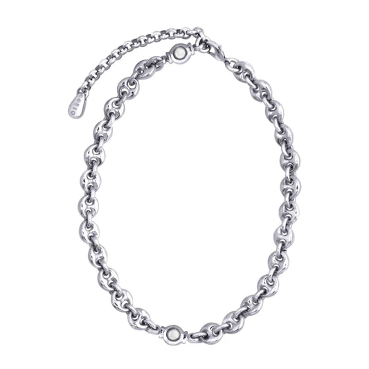 Collar choker con eslabones en baño de rodio y piedras facetadas de 5mm - Joyería y bisutería fina