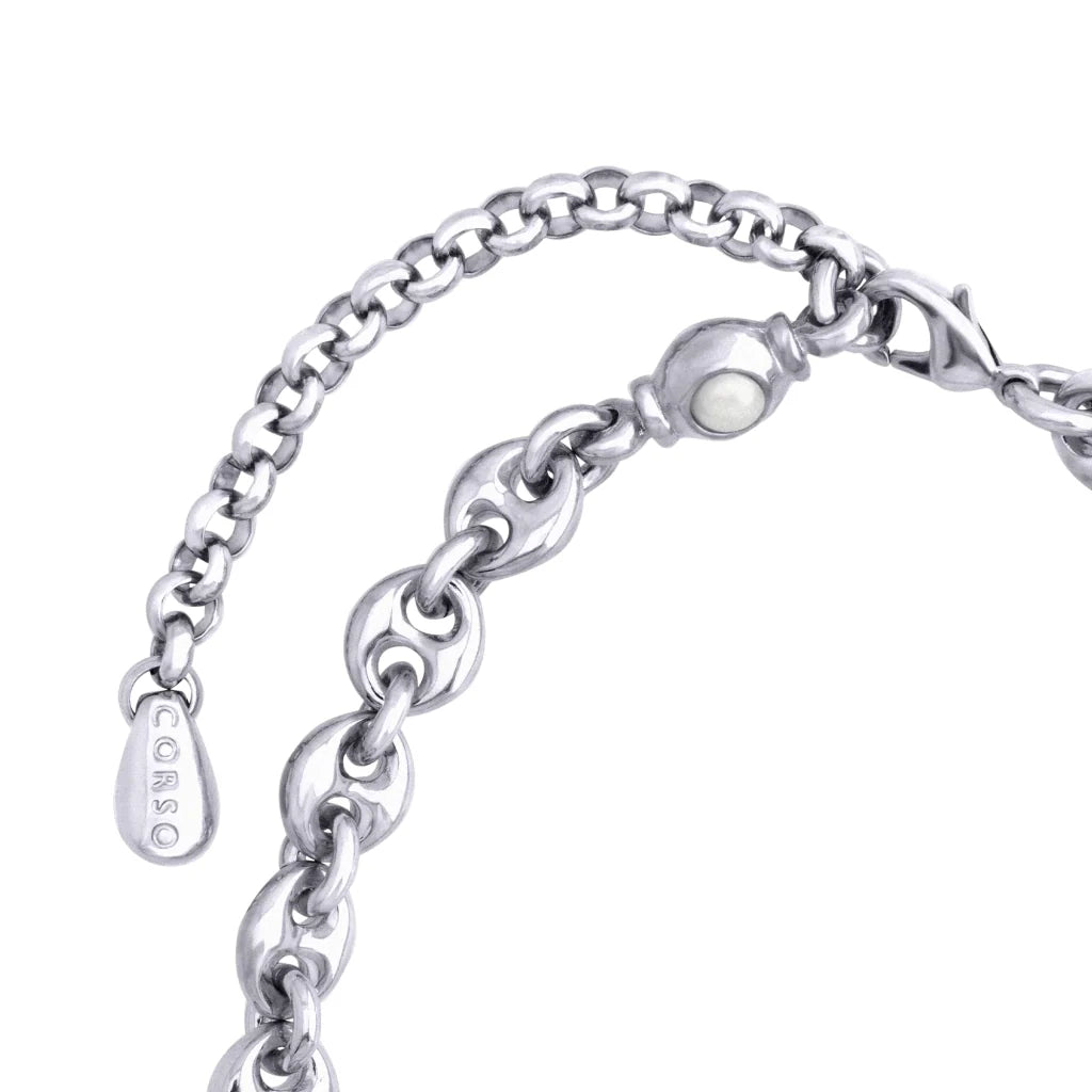 Collar choker con eslabones en baño de rodio y piedras facetadas de 5mm - Joyería y bisutería fina