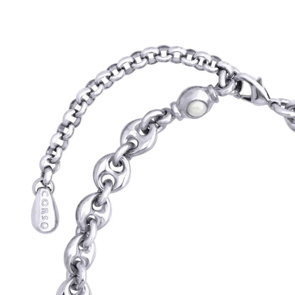 Collar choker con eslabones en baño de rodio y piedras facetadas de 5mm - Joyería y bisutería fina
