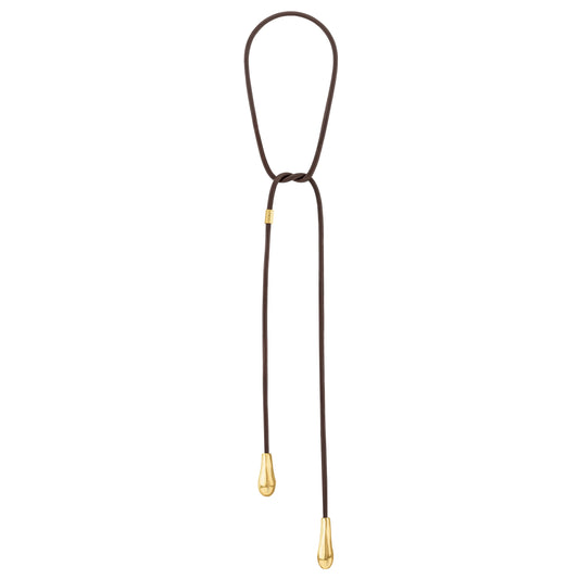 Corbatín con gotas bañadas en Oro 22K, Piel de borrego natural - Joyería y bisutería fina