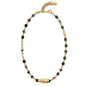 Collar choker ajustable en baño de rodio con cadena de eslabones y piedras facetadas 5mm y dije de pez koi en baño de oro de 22K - Joyería y bisutería fina