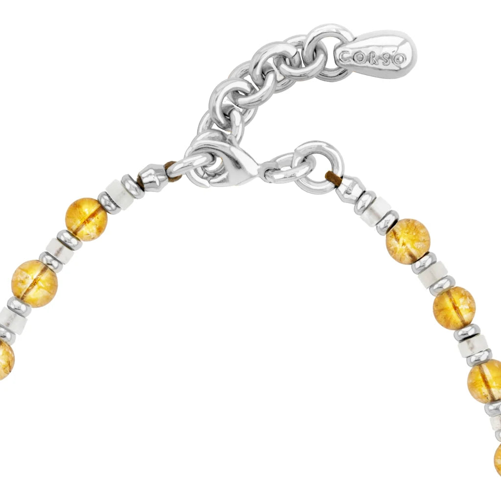 Collar choker ajustable en baño de rodio con cadena de eslabones y piedras facetadas 5mm y dije de pez koi en baño de rodio - Joyería y bisutería fina