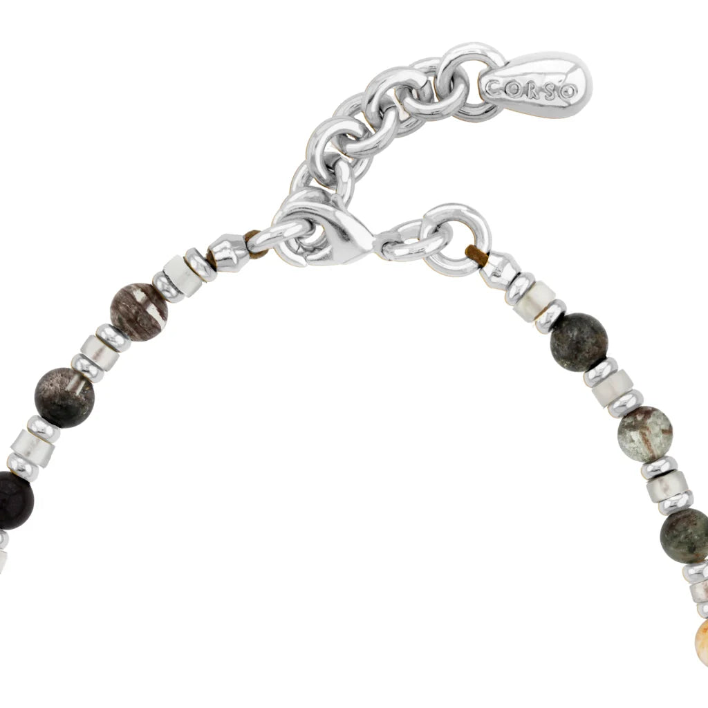 Collar choker ajustable en baño de rodio con cadena de eslabones y piedras facetadas 5mm y dije de pez koi en baño de rodio - Joyería y bisutería fina