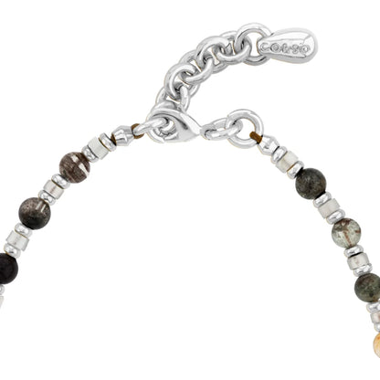 Collar choker ajustable en baño de rodio con cadena de eslabones y piedras facetadas 5mm y dije de pez koi en baño de rodio - Joyería y bisutería fina