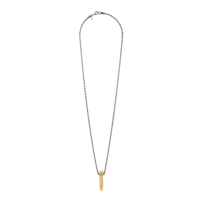 Collar para hombre con cadena de acero anticado y dije en forma de clavo antiguo en baño de oro de 22K de 33cm - Joyería y bisutería fina