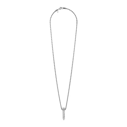 Collar para hombre con cadena de acero anticado y dije en forma de clavo antiguo en baño de rodio de 33cm - Joyería y bisutería fina