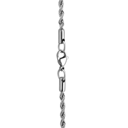 Collar de 34.5cm con cadena de acero anticado y dije de caja de oración tibetana en baño de rodio - Joyería y bisutería fina