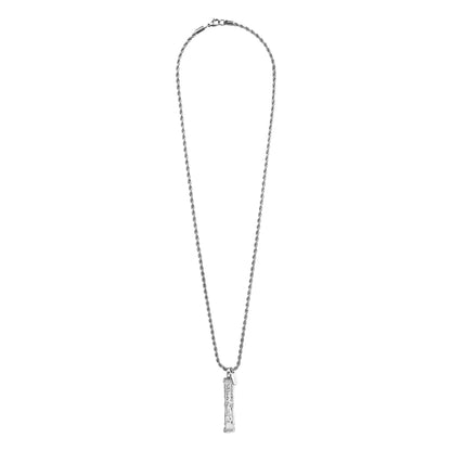 Collar de 34.5cm con cadena de acero anticado y dije de caja de oración tibetana en baño de rodio - Joyería y bisutería fina