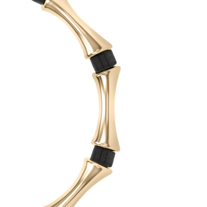 Bamboo Obsidian Stone Gold Bracelet