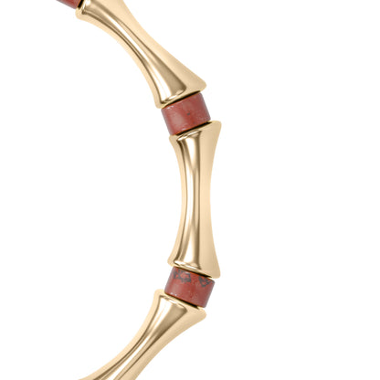 Bamboo Red Jasper Stone Gold Bracelet