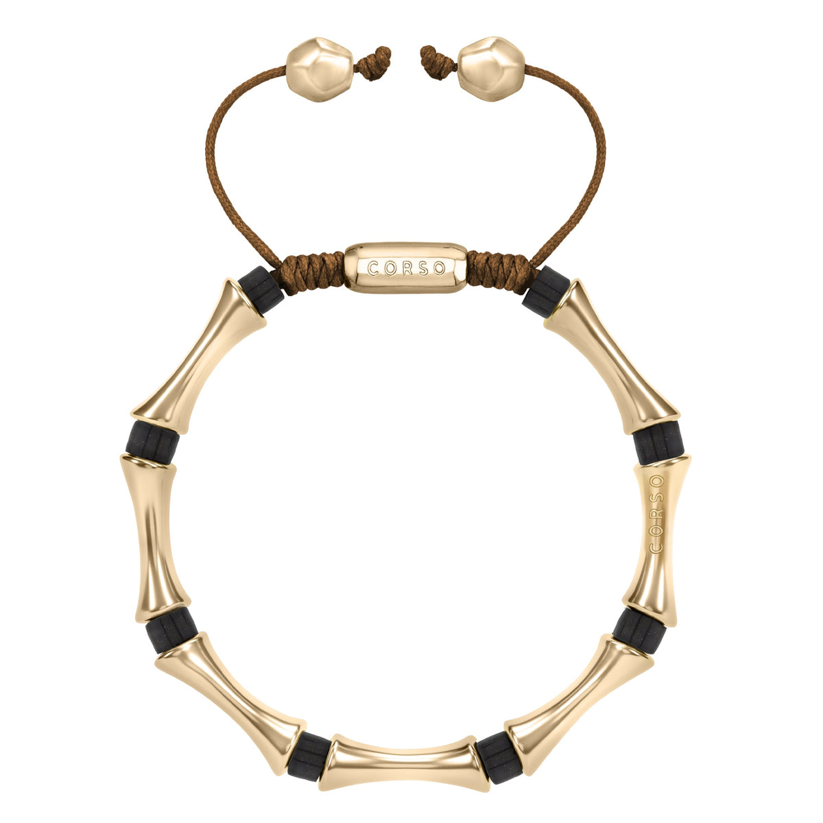 Bamboo Obsidian Stone Gold Bracelet