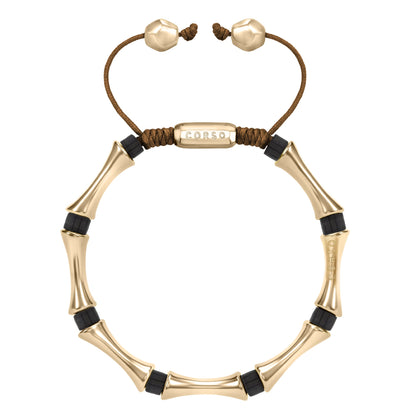 Bamboo Obsidian Stone Gold Bracelet