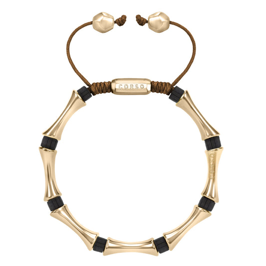 Bamboo Obsidian Stone Gold Bracelet