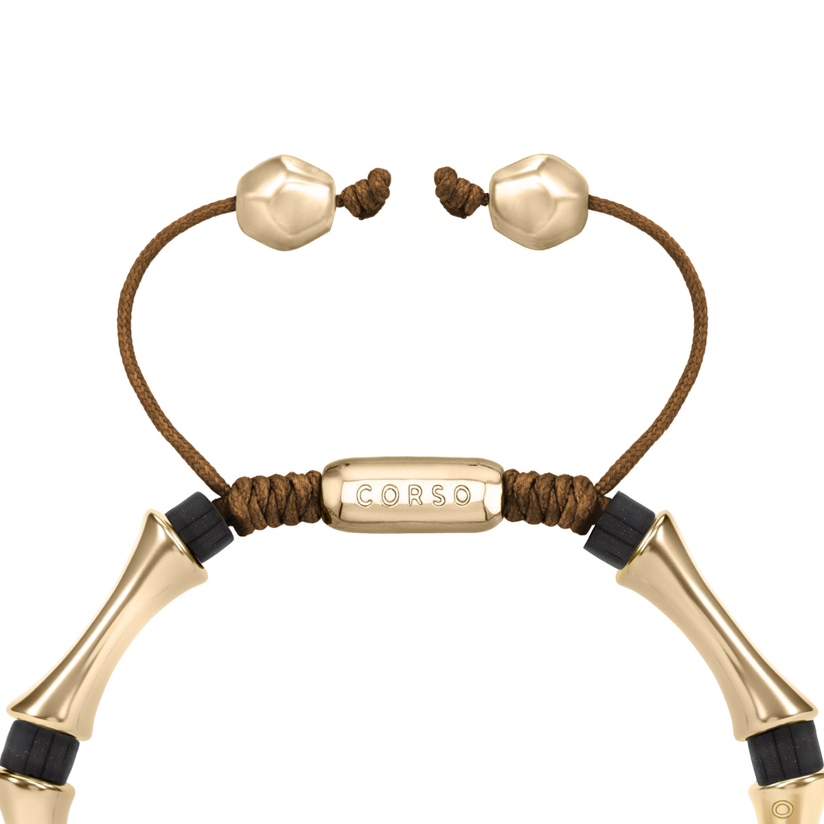 Bamboo Obsidian Stone Gold Bracelet