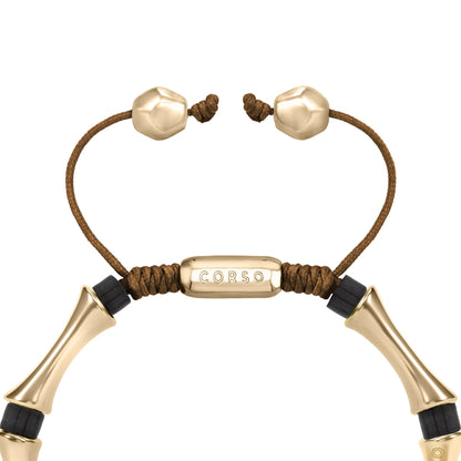 Bamboo Obsidian Stone Gold Bracelet