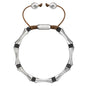 Bamboo Obsidian Stone Silver Bracelet