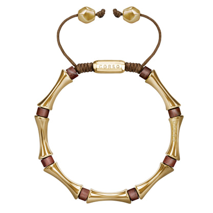 Bamboo Red Jasper Stone Gold Bracelet