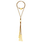 Collar de 66.5cm de piel natural de borrego, con semillas y perlas en baño de oro de 22K - Joyería y bisutería fina