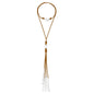 Collar de 66.5cm de piel natural de borrego, con semillas y perlas en baño de plata de .925 - Joyería y bisutería fina